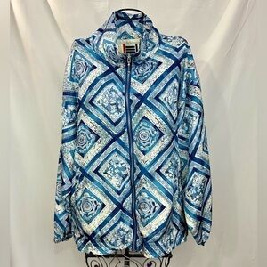 EVR Div Rousso Apparel Group silk printed zip up size L